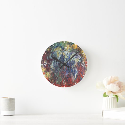 Weeping Willow at Giverny (by Claude Monet) ラウンド壁時計 (ホーム)