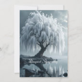 Weeping willow by a pond, black and white card (正面)