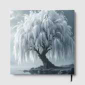 Weeping willow by a pond, black+white, condolence ゲストブック (裏面)