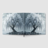 Weeping willow by a pond, black+white, condolence ゲストブック (全面)