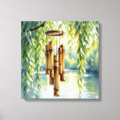Weeping Willow, Windchimes and Lake キャンバスプリント (正面)
