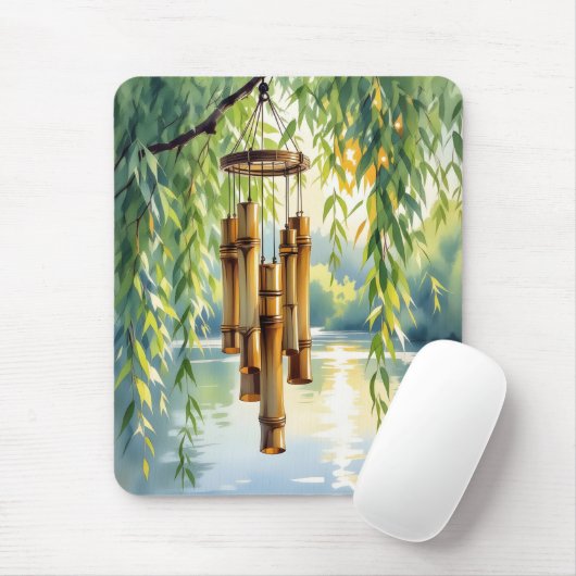 Weeping Willow, Windchimes and Lake マウスパッド (マウス)
