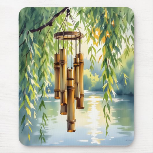 Weeping Willow, Windchimes and Lake マウスパッド (正面)