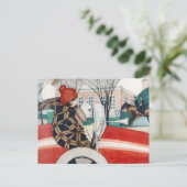 Wegener - Girl and Pug in an Automobile ポストカード (スタンド正面)