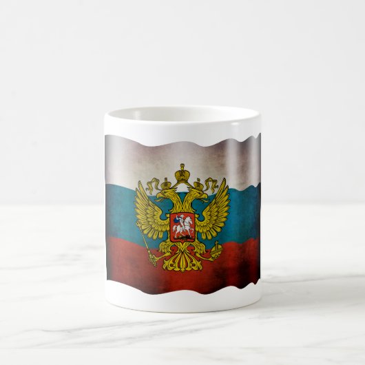 Wehende Flagge von Russland コーヒーマグカップ (中央)