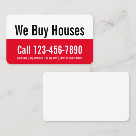 WeHouses買ププロモ赤と白テンプレート 名刺 (正面/裏面)