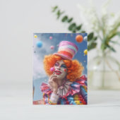 Weiblicher Clown mit Blumen. Lustige Postcard ポストカード (スタンド正面)