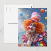 Weiblicher Clown mit Blumen. Lustige Postcard ポストカード (正面/裏面)