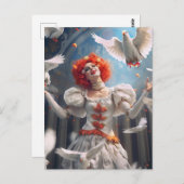 Weiblicher Clown mit Tauben. Lustige Postcard ポストカード (正面/裏面)