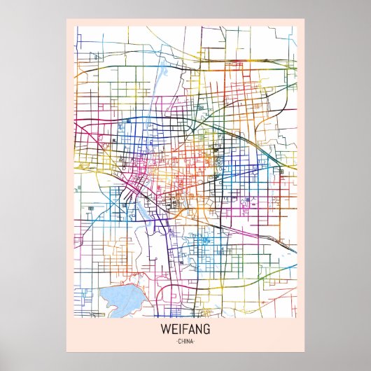 Weifang China City Map ポスター (正面)