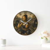 Weightlifter Funny Mona Lisa Fitness Enthusiasts ラージ壁時計 (ホーム)