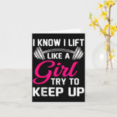 Weightlifting Lift Like A Girl Design Funny Wer Li カード (黄色い花)