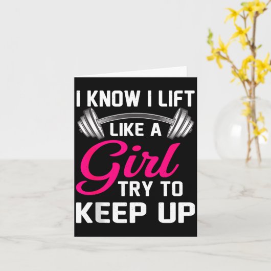 Weightlifting Lift Like A Girl Design Funny Wer Li カード (黄色い花)