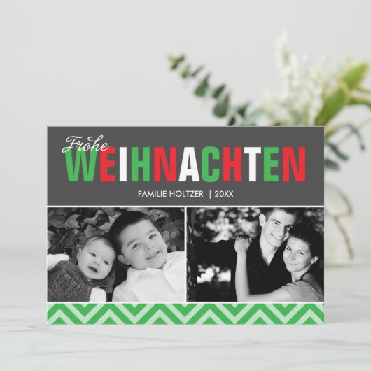 Weihnachenクラシックの写真（赤と緑） シーズンカード (スタンド正面)