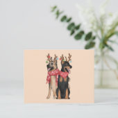 Weihnacht Hunde christmas Doberham German Shepherd ポストカード (スタンド正面)