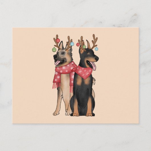 Weihnacht Hunde christmas Doberham German Shepherd ポストカード (正面)