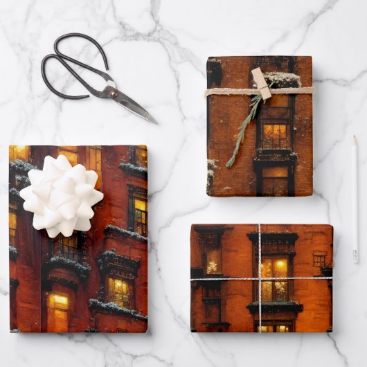 Weihnacht in New York Geschenkpapier Set ラッピングペーパーシート (正面)
