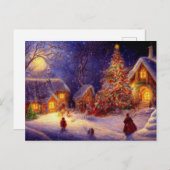 Weihnachten auf Bauernhof. Großer Weihnachtsbaum ポストカード (正面/裏面)