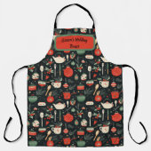 Weihnachten, bunt, topf, Mistel, Kochen, Küche  エプロン (正面)