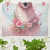 Weihnachten in pink: Rentier mit rosa Weihnachtssc キッチンタオル (折り畳み)