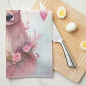 Weihnachten in pink: Rentier mit rosa Weihnachtssc キッチンタオル (四つ折り)