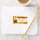 Weihnachten mit Kerze Postkarte ラベル (インサイチュ)