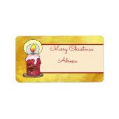 Weihnachten mit Kerze Postkarte ラベル (正面)