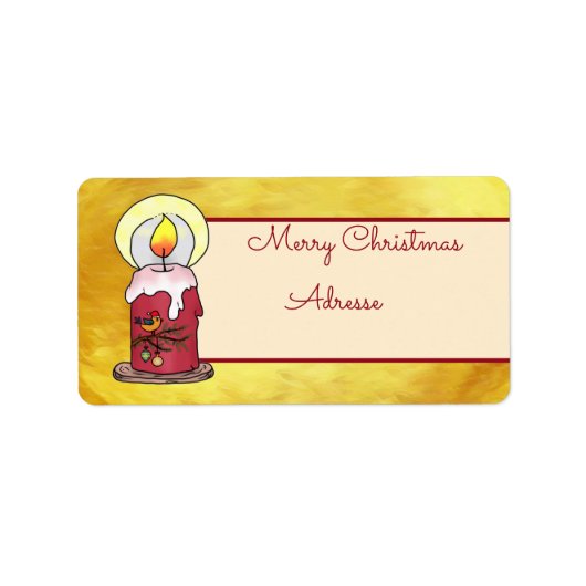 Weihnachten mit Kerze Postkarte ラベル (正面)