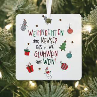 „Weihnachten ohne Kekse?“ Lustiger Baumschmuck メタルオーナメント