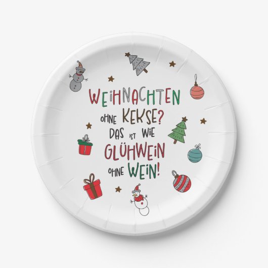 Weihnachten ohne Kekse? Lustiger Weihnachtsteller ペーパープレート (正面)