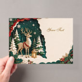 Weihnachtlicher Rentier Wald Rahmen アクリル招待状 (インサイチュ (ポータブル))