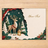 Weihnachtlicher Rentier Wald Rahmen アクリル招待状 (正面)