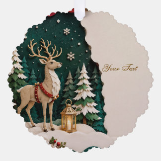 Weihnachtlicher Rentier Wald Rahmen オーナメントカード