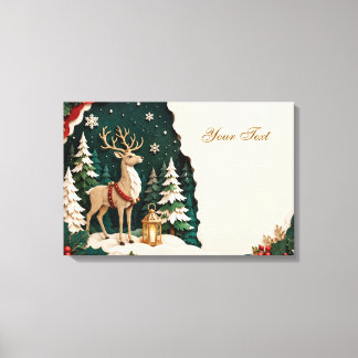 Weihnachtlicher Rentier Wald Rahmen キャンバスプリント