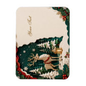 Weihnachtlicher Rentier Wald Rahmen マグネット (縦)