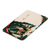 Weihnachtlicher Rentier Wald Rahmen マグネット (左側)