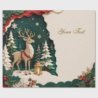 Weihnachtlicher Rentier Wald Rahmen ラッピングペーパー