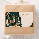Weihnachtlicher Rentier Wald Rahmen ラベル (インサイチュ)