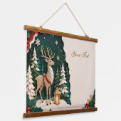 Weihnachtlicher Rentier Wald Rahmen 吊り下げ型タペストリー (傾斜あり)