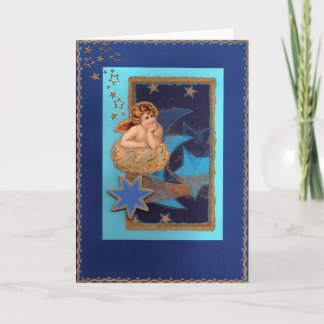 "Weihnachts-Engel auf Wolke mit Sternen" シーズンカード
