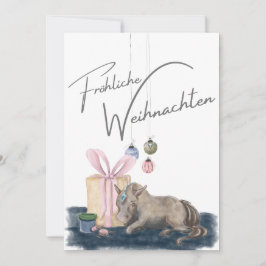 Weihnachts Karte mit Pferdebild, Pferdegeschenk 招待状