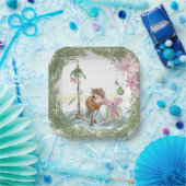 Weihnachts-Pappteller mit süssem Ponybild ペーパープレート (パーティー)