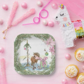 Weihnachts-Pappteller mit süssem Ponybild ペーパープレート (パーティー)