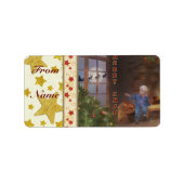 Weihnachtschlitten rechteckiger aufkleber ラベル (正面)