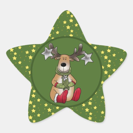 Weihnachtselch und Sterne 星シール (正面)