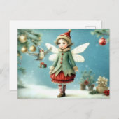 Weihnachtsfee mit Vogel ポストカード (正面/裏面)