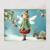 Weihnachtsfee mit Vogel ポストカード (正面)