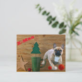 Weihnachtskarte französische Bulldoggen Christmas  ポストカード (スタンド正面)