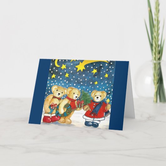 Weihnachtskarte/Innentext "Teddys mit Geschenken" シーズンカード (正面)