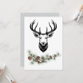  „Weihnachtskarte mit Hirsch - Winterzauber“ カード (正面/裏面インサイチュ)